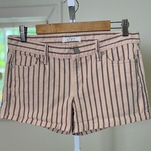 LOFT Shorts- Faint Pink + Navy stripes- size 6